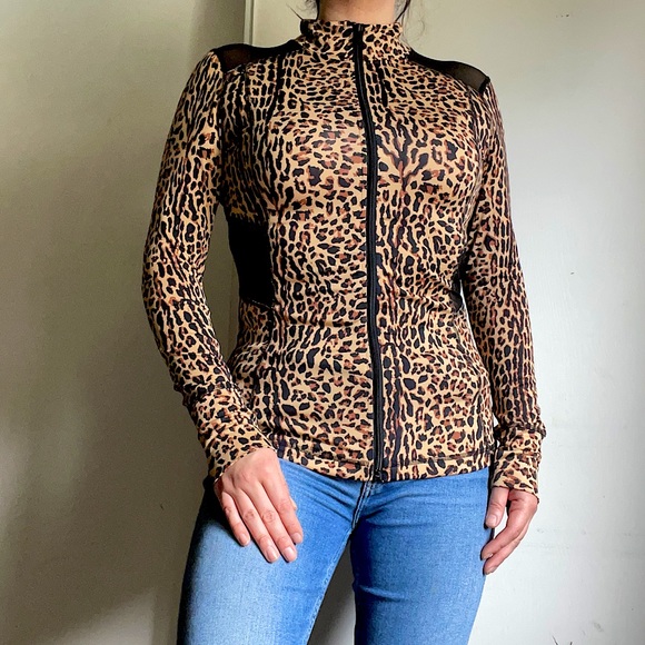 cheetah mock neck top